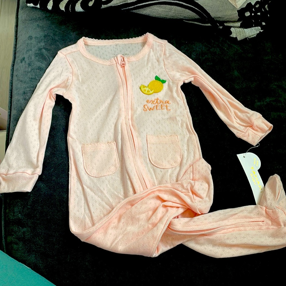 Peach pajamas with footsie